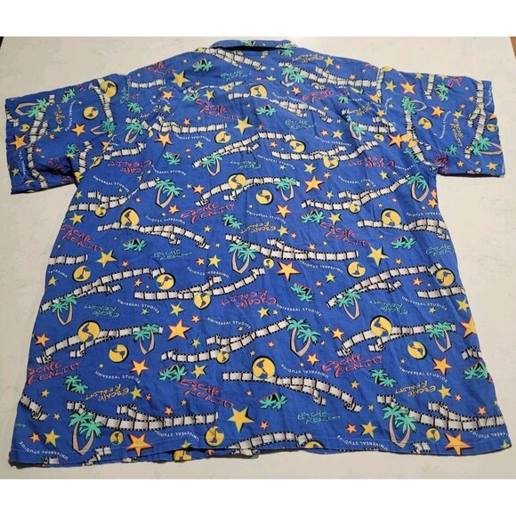 Vintage Universal Studios Hollywood Made In USA Tropical Shirt Blue XXL EUC - Picture 3 of 10